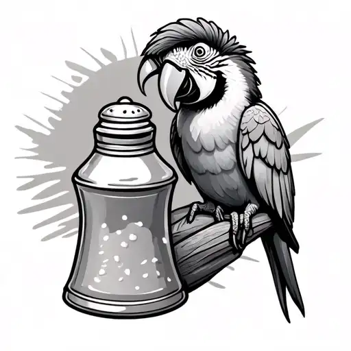 Jimmy Buffett tattoo parrot and salt shaker tattoo design idea