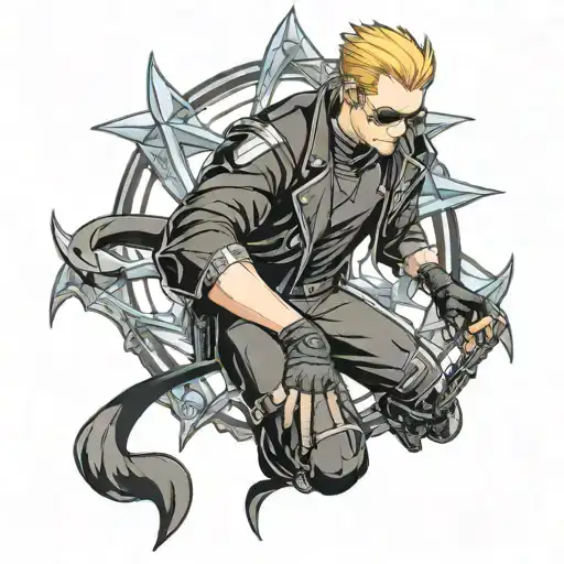 Leather man Albert Wesker tattoo design idea