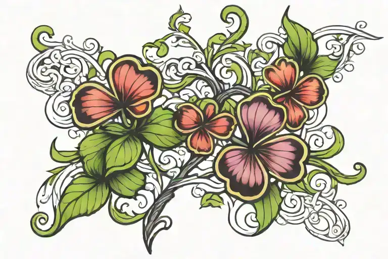 clover leaf intertwined tattoo design idea