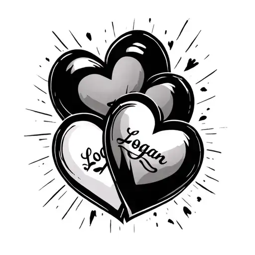 3 overlapped hearts with text logan running like tattoo design idea