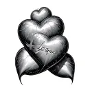 3 overlapped hearts with text logan running like tattoo design idea