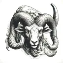 Aries ram like Grond the battering ram from lord of the rings, smoking and metallic tattoo design idea