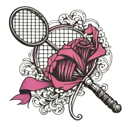 badminton racquet with lupus ribbon wrapped tattoo design idea