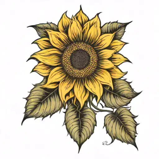 sunflower with quote value yourself for who you are mandala effect tattoo design idea