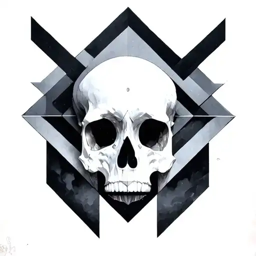 geometric, black and grey, negative space surrounded tattoo design idea