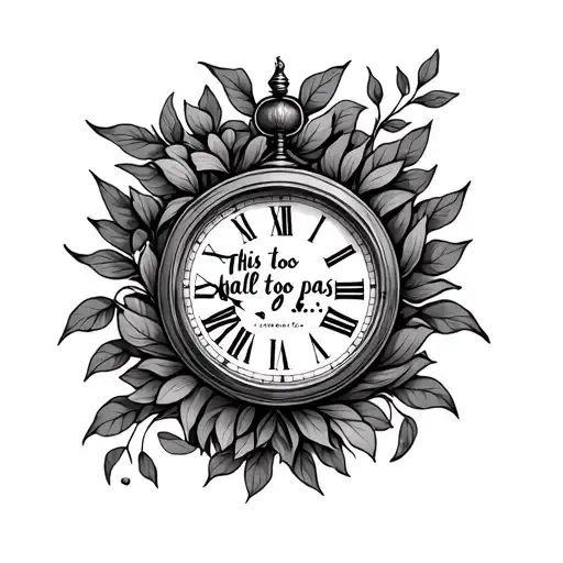 "This too shall pass…" "This too shall pass…" roman clock with leaves tattoo design idea