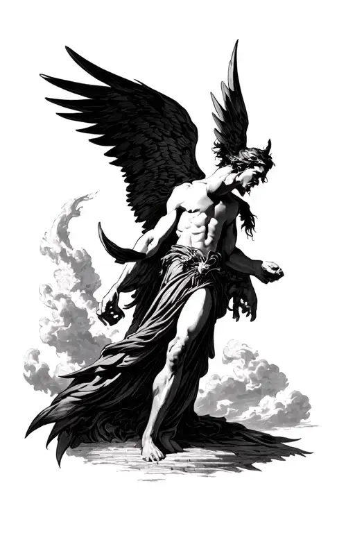 lucifer opens his wings to heaven tattoo design idea