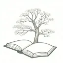 tree coming from book open in front tattoo design idea