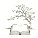 tree coming from book open in front tattoo design idea