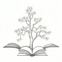 tree coming from book open in front tattoo design idea