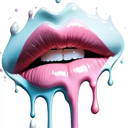 Luscious lips, milk dripping tattoo design idea