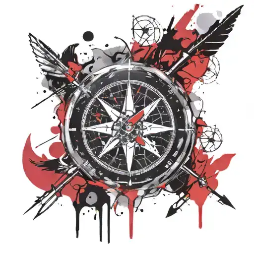 compass and arrows tattoo design idea