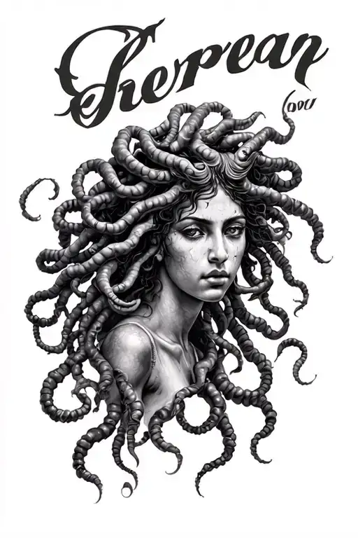 African American Medusa tattoo design idea