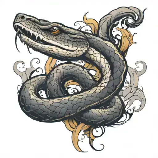 snake smoke style tattoo tattoo design idea