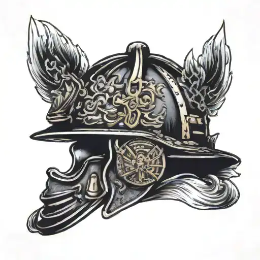 Firefighter helmet tattoo design idea
