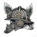 Firefighter helmet tattoo design idea