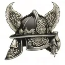 Firefighter helmet tattoo design idea