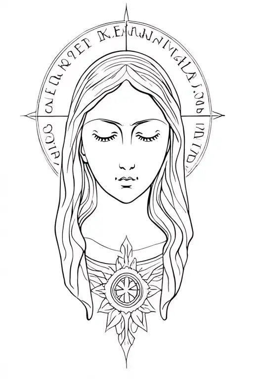 virgin mary blank face voodoo tattoo design idea