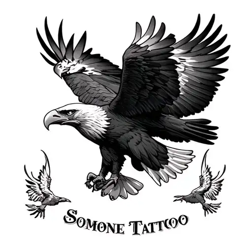 1911 shooting out a eagle with someone name flying with it  tattoo design idea
