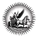 Helios pulling chariot with sun rays tattoo design idea