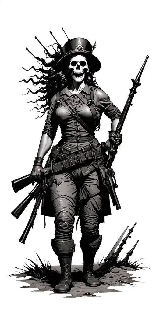 Dead Infantry Queen of Battle scene World War II tattoo design idea