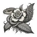 dagger snake flowers tattoo design idea