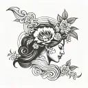 A tattoo design featuring a serene massage scene with flowing energy lines and soothing colors tattoo design idea