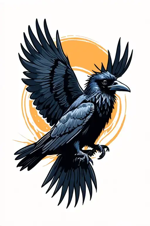 tribal tatto raven sitting raven flying tattoo design idea