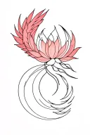 lotus flower with phoenix and moon phases tattoo design idea