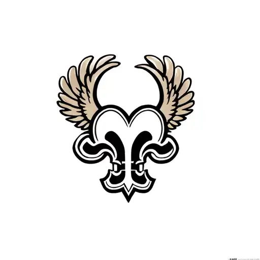 New Orleans saints logo with heart surrounded by wings tattoo design idea