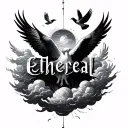 the word ethereal surround by clouds and doves tattoo design idea