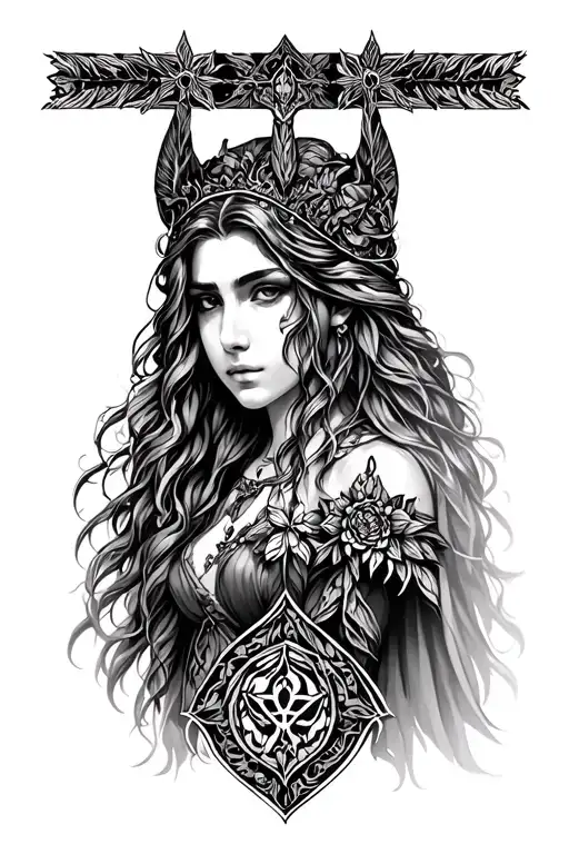 Freya goddess tattoo design idea