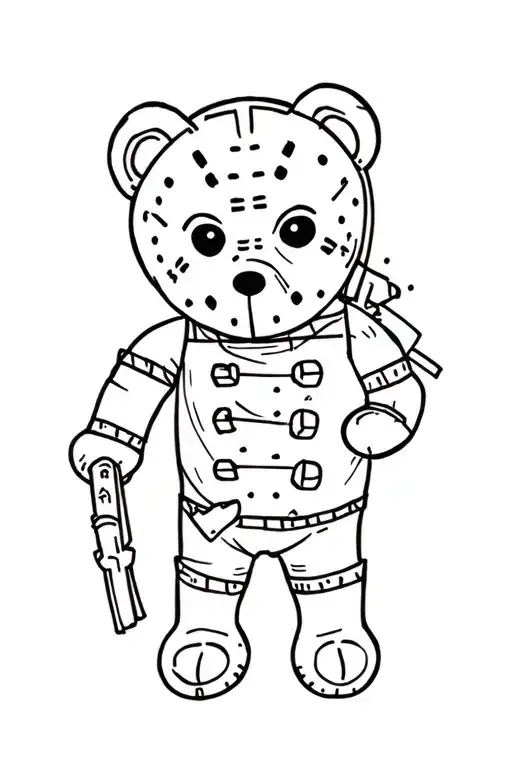 jason Voorhees,freddy kruger death horror cute teddy bear tattoo design idea