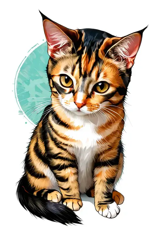 Calico American Wirehair Cat tattoo design idea