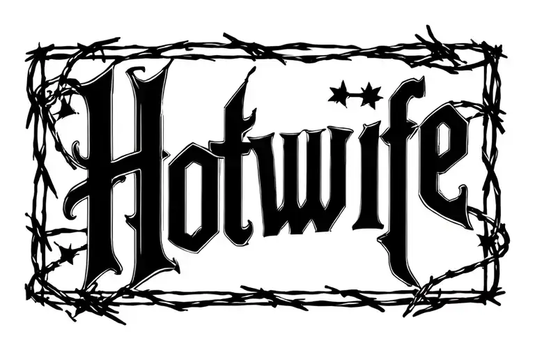 "Hotwife" barb wire tattoo design idea