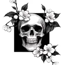 Cherry blossom and skull tattoo design idea