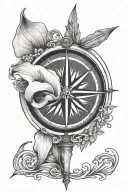 compass calla lilly arrow tattoo design idea