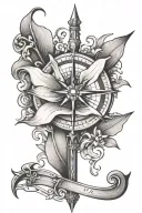 compass calla lilly arrow tattoo design idea