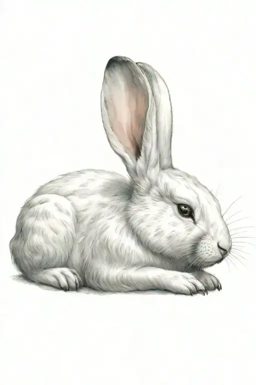 white rabbit sleeping tattoo design idea