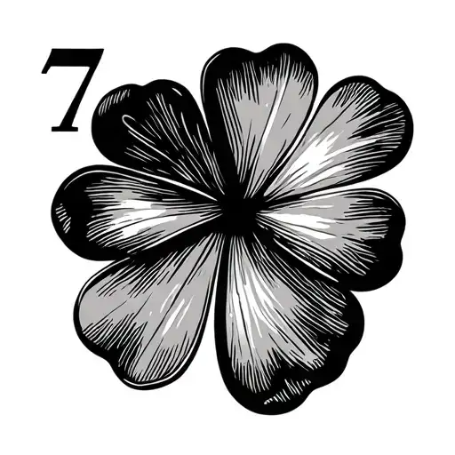 4 leaf clover and number 7 minimalist tattoo design idea