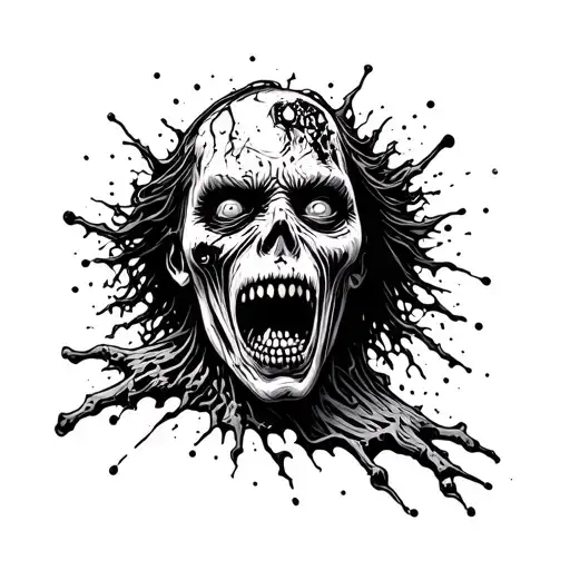 zombie ripping through skin opening tattoo design idea