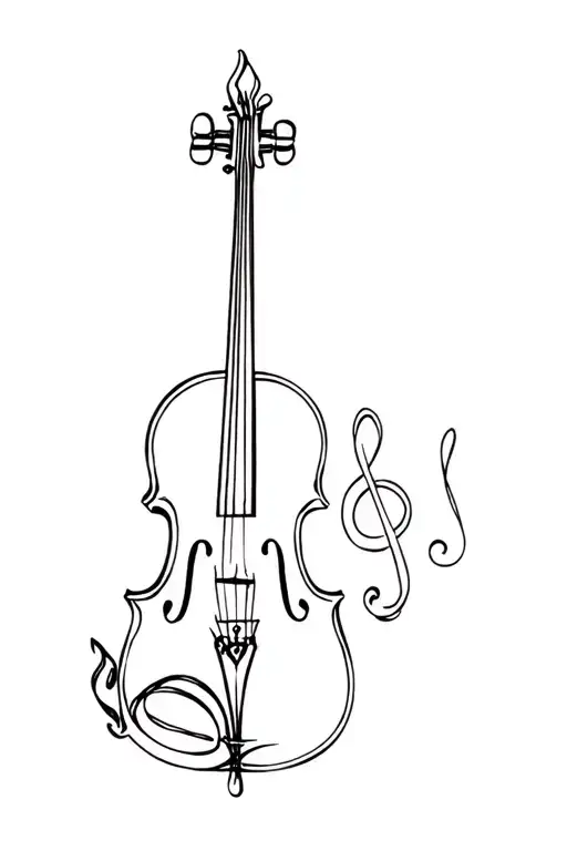 violin and Treble Clef tattoo design idea