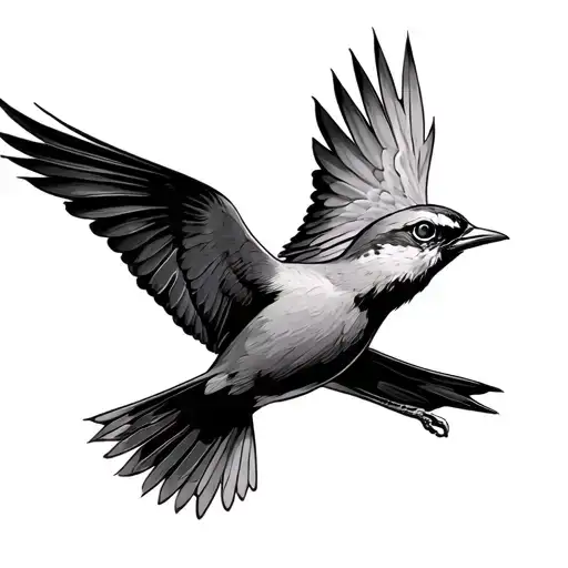 ghost of a lark bird flying tattoo design idea