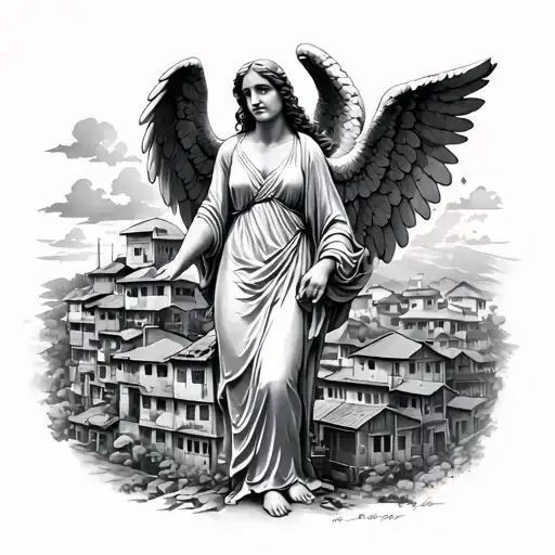 Favelas of Brazil with an angel tattoo design idea