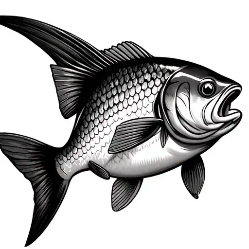 Create me a tattoo with a bass fish & Pooh bear playing tattoo design idea