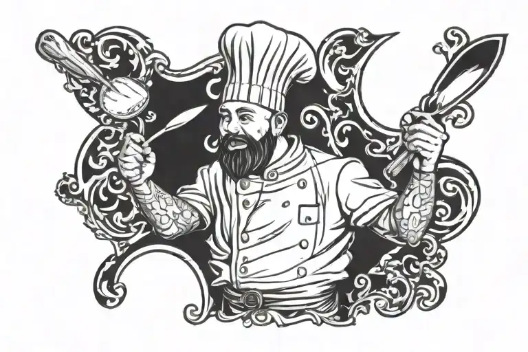 chef cooking tattoo design idea