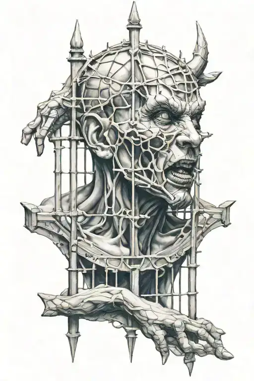 demon in a cell  tattoo design idea