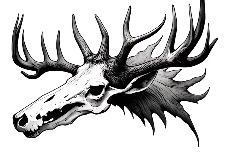 deer skull tattoo design idea