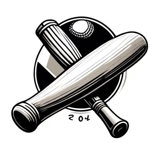 cricket bat and ball tattoo design idea