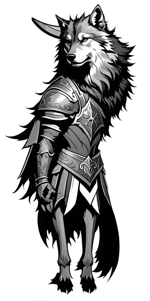 viking armor with Wolf. tattoo design idea
